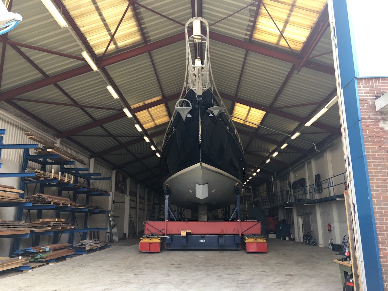 Bow-on in the hangar